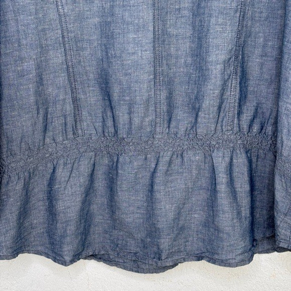Chico's Chambray Linen Blend Shirt Tunic Size 16 Utility Style Coastal - Picture 8 of 13